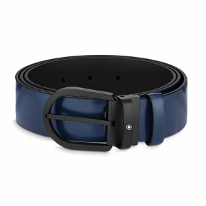 Montblanc At Nalı Tokalı Mavi 35 mm Deri Kemer 129427